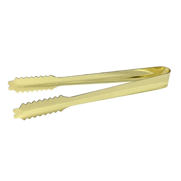 Beaumont Stainless Steel Ice Tongs Gold Plated 7'' dz789