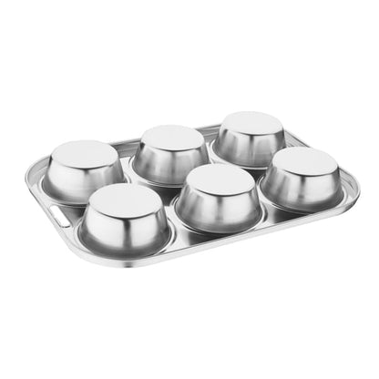 Vogue Stainless Steel Deep Muffin Tray 6 Cup e714