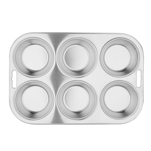 Vogue Stainless Steel Deep Muffin Tray 6 Cup e714