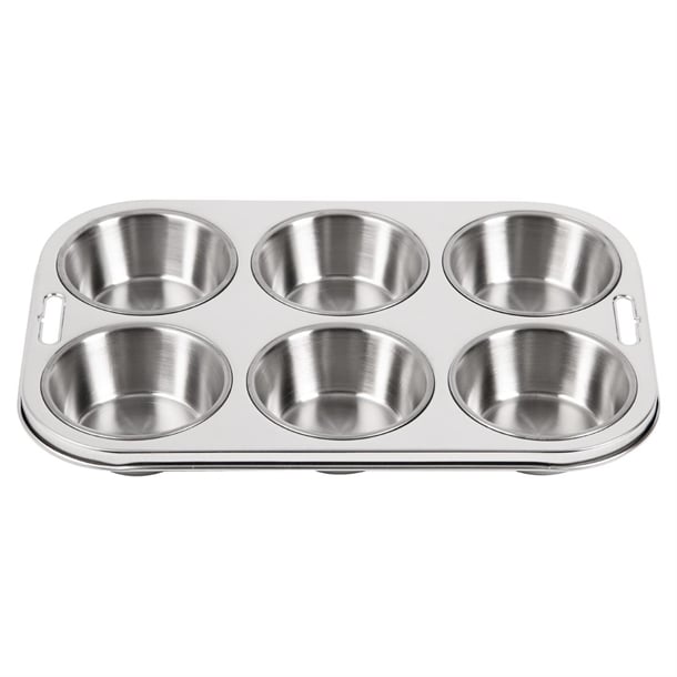 Vogue Stainless Steel Deep Muffin Tray 6 Cup e714