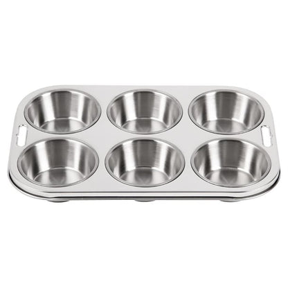 Vogue Stainless Steel Deep Muffin Tray 6 Cup e714