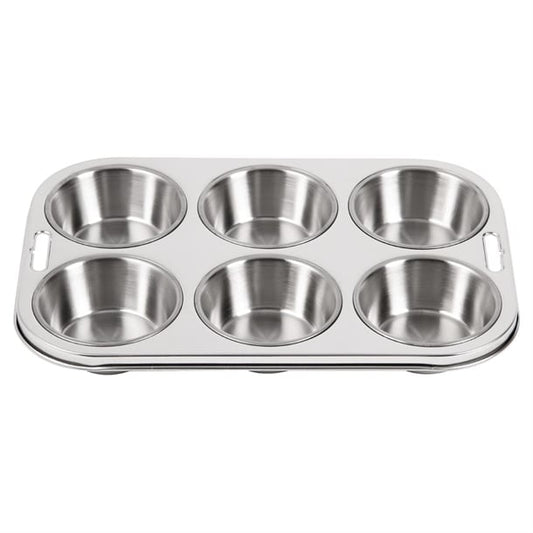 Vogue Stainless Steel Deep Muffin Tray 6 Cup e714