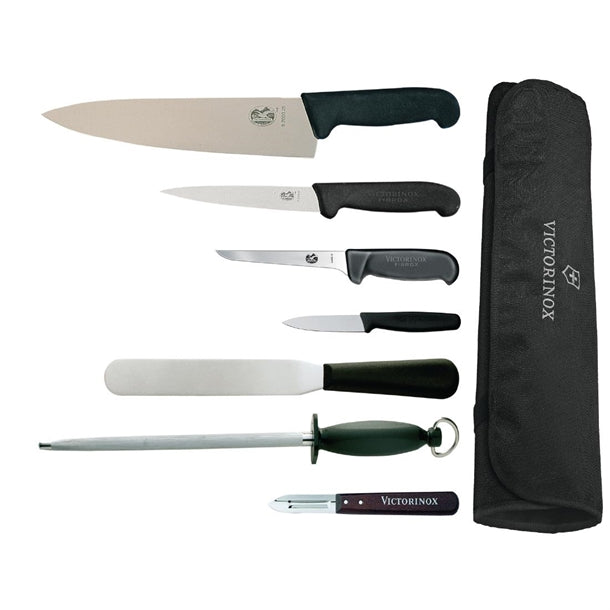 Victorinox, Hygiplas & Vogue 7-Piece Knife Set with 25cm Chef Knife f202