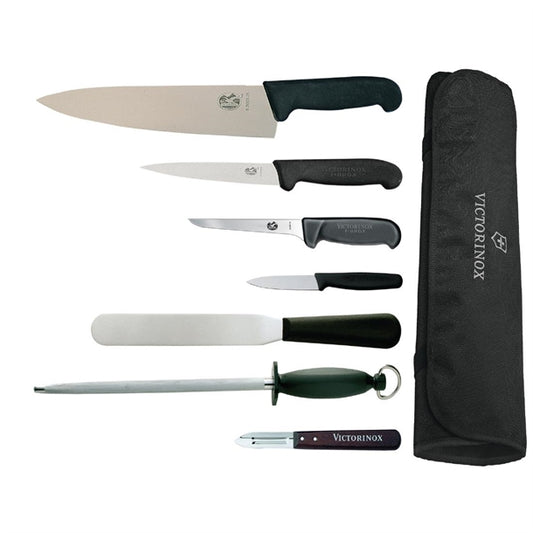 Victorinox, Hygiplas & Vogue 7-Piece Knife Set with 25cm Chef Knife f202