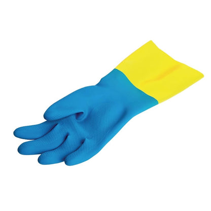 MAPA Alto 405 Liquid-Proof Heavy-Duty Janitorial Gloves Blue and Yellow p_fa296
