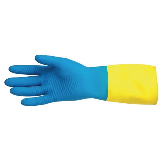 MAPA Alto 405 Liquid-Proof Heavy-Duty Janitorial Gloves Blue and Yellow p_fa296
