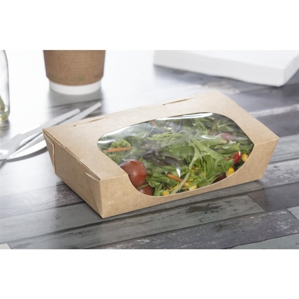 Colpac Recyclable Kraft Tuck-Top Salad Boxes With Window 1000ml (200 Pack) fa372