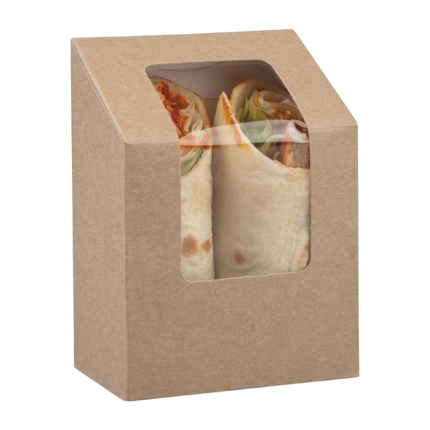 Colpac Compostable Kraft Tuck-Top Tortilla Wrap Packs With PLA Window (500 Pack) fa378