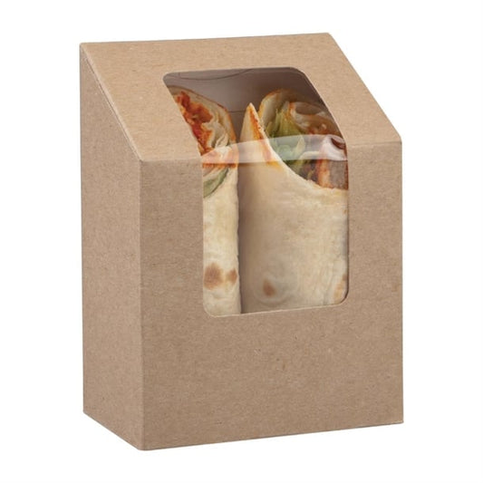 Colpac Compostable Kraft Tuck-Top Tortilla Wrap Packs With PLA Window (500 Pack) fa378