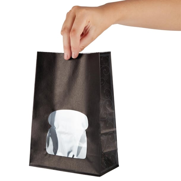 Colpac Recyclable Paper Sandwich Bags With Window Black (250 Pack) fa381