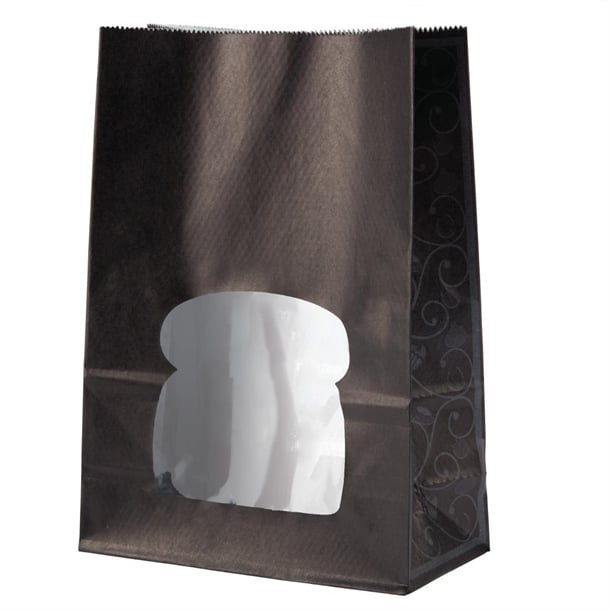 Colpac Recyclable Paper Sandwich Bags With Window Black (250 Pack) fa381