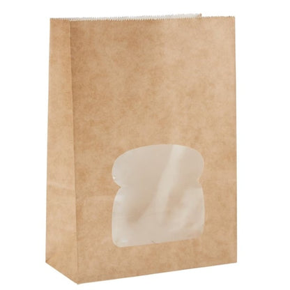 Colpac Recyclable Paper Sandwich Bags With Window Kraft (250 Pack) fa382