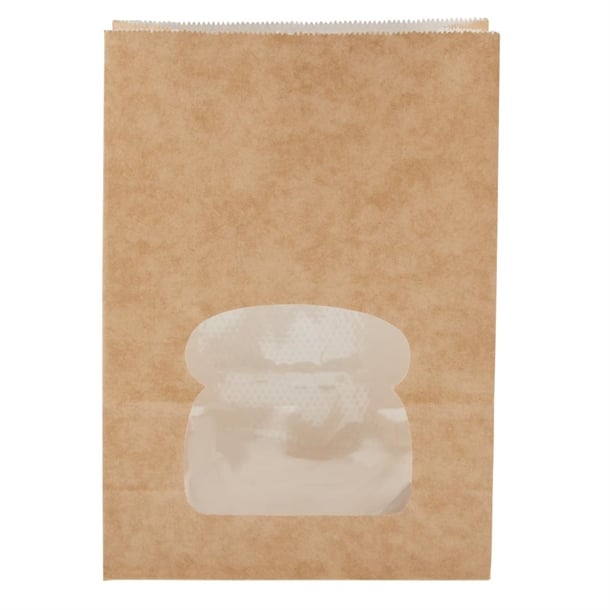 Colpac Recyclable Paper Sandwich Bags With Window Kraft (250 Pack) fa382