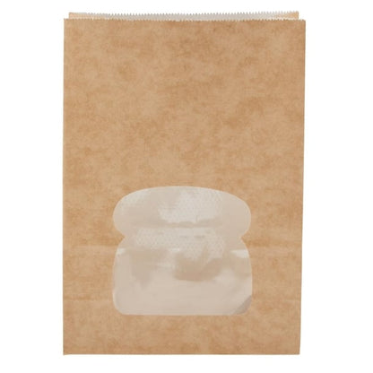 Colpac Recyclable Paper Sandwich Bags With Window Kraft (250 Pack) fa382