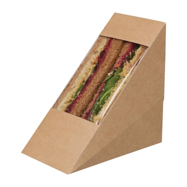 Colpac Zest Compostable Kraft Sandwich Wedges With Cellulose Window (500 Pack) fa390