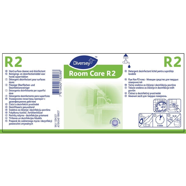 Room Care R2 Multi-Surface Cleaner and Disinfectant Refill Bottles 300ml (6 Pack) fa406