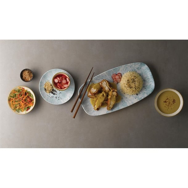 Churchill Stone Oblong Chef Plates Aquamarine 189 x 355mm (6 Pack) fa629