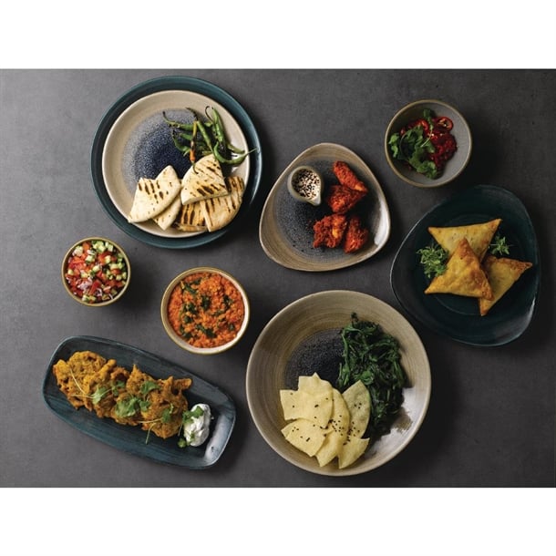 Churchill Stonecast Patina Oblong Chef Plates Rustic Teal 298 x 153mm (12 Pack) fa598