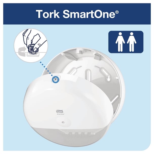 Tork SmartOne Mini Toilet Paper Roll Dispenser White T9 fa701