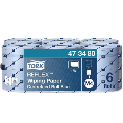 Tork Reflex Wiping Paper Blue Centrefeed Rolls M4 (6 Pack) fa703