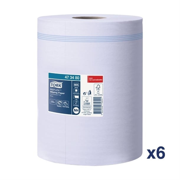 Tork Reflex Wiping Paper Blue Centrefeed Rolls M4 (6 Pack) fa703