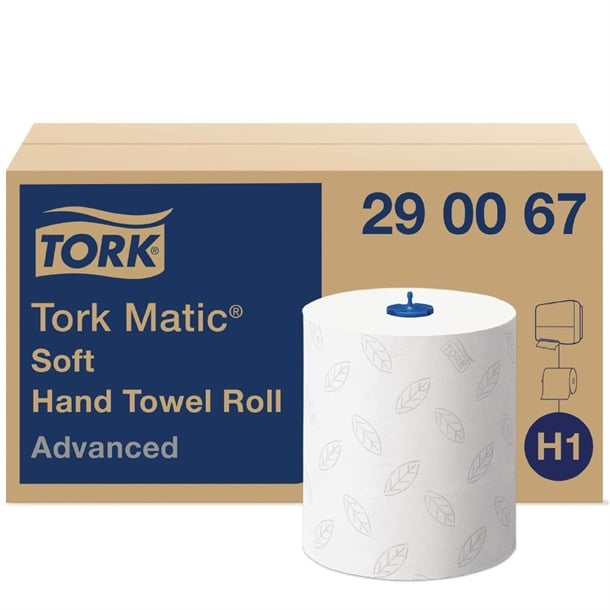 Tork Matic Soft Paper Hand Towels White with Grey Leaf H1 (6 Pack) fa707