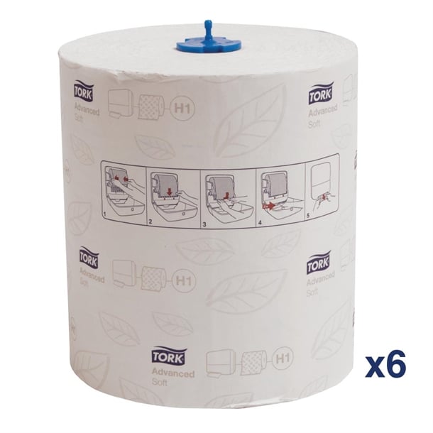 Tork Matic Soft Paper Hand Towels White with Grey Leaf H1 (6 Pack) fa707