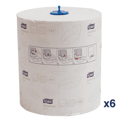 Tork Matic Soft Paper Hand Towels White with Grey Leaf H1 (6 Pack) fa707