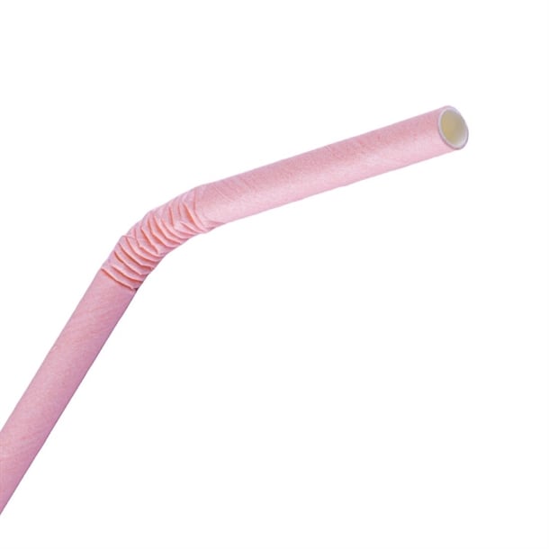 Fiesta Compostable Bendy Paper Straws Pink (250 Pack) fb144