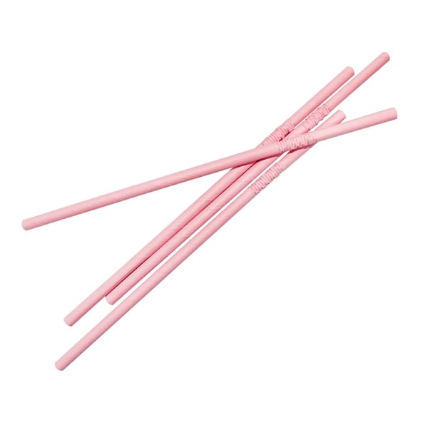 Fiesta Compostable Bendy Paper Straws Pink (250 Pack) fb144