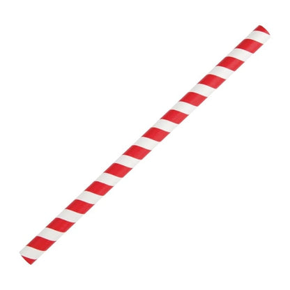 Fiesta Compostable Paper Smoothie Straws Red Stripes (250 Pack) fb147
