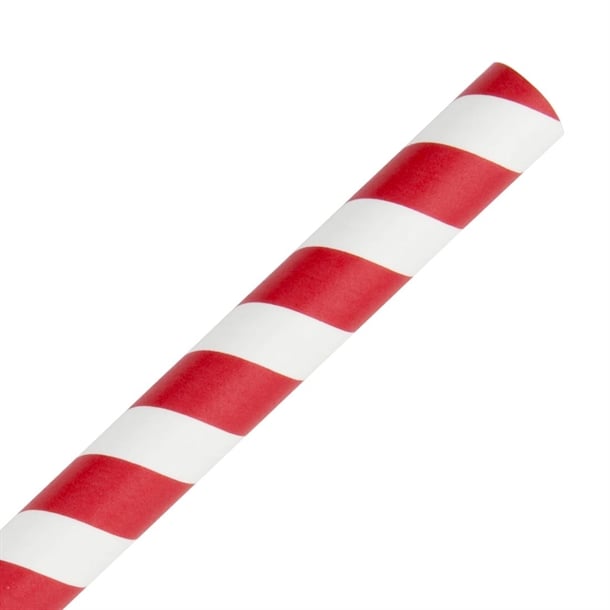 Fiesta Compostable Paper Smoothie Straws Red Stripes (250 Pack) fb147