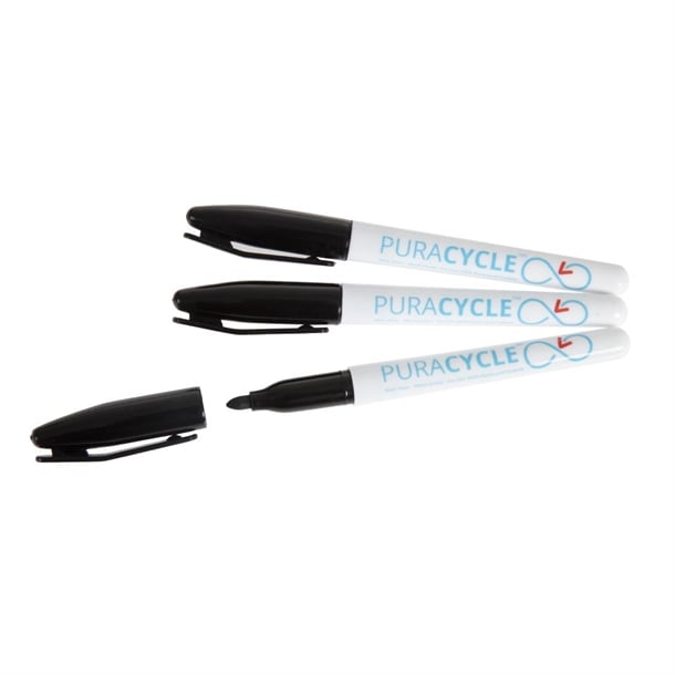 Puracycle Non-Toxic Marker Pens Black 3 Pack fb284