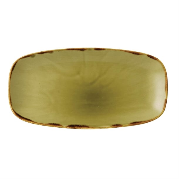 Dudson Harvest Oblong Chefs Plates Green 355 x 189mm (6 Pack) fc047