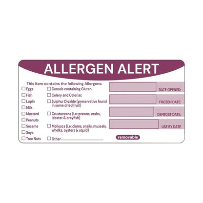 Hygiplas Removable Allergen Alert Food Labels (250 Pack) fc217