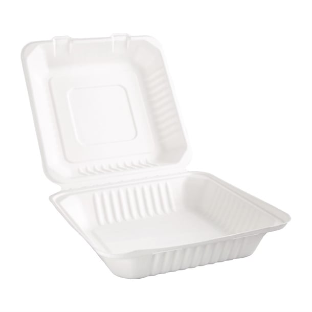 Fiesta Compostable Bagasse Hinged Food Containers (200 Pack) p_fc525