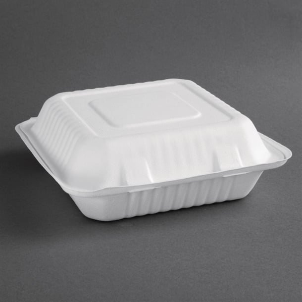 Fiesta Compostable Bagasse Hinged Food Containers (200 Pack) p_fc525