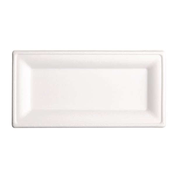 Fiesta Compostable Bagasse Rectangular Plates 258mm (50 Pack) fc539