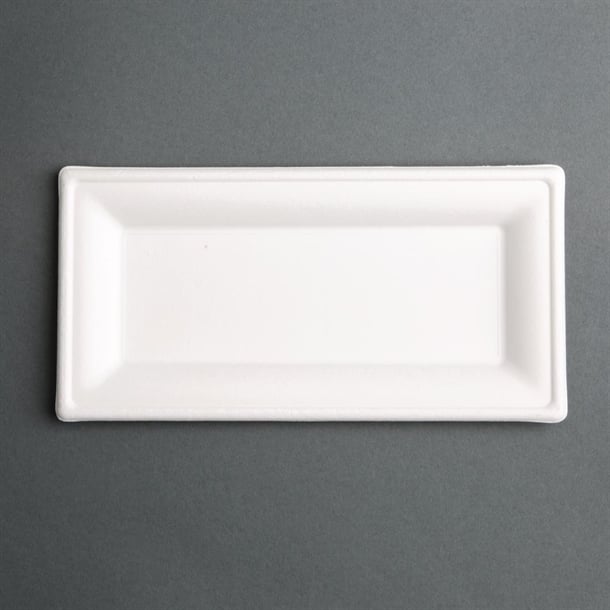 Fiesta Compostable Bagasse Rectangular Plates 258mm (50 Pack) fc539