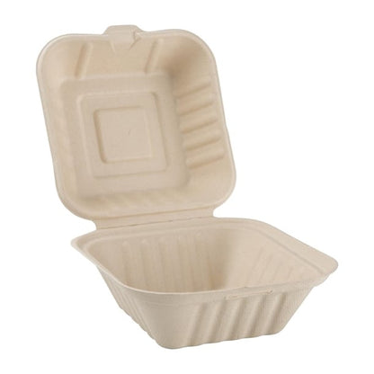 Fiesta Compostable Bagasse Burger Boxes Natural Colour 152mm (500 Pack) fc542