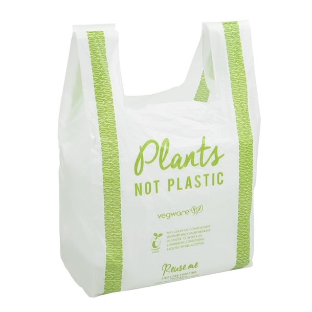 Vegware Compostable PLA Carrier Bags Medium (500 Pack) fc892