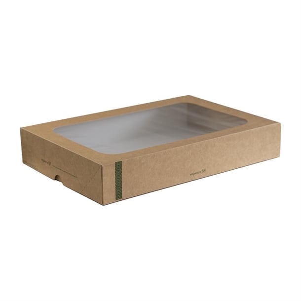 Vegware Compostable Sandwich Platters With Lid Large (25 Pack) fd387