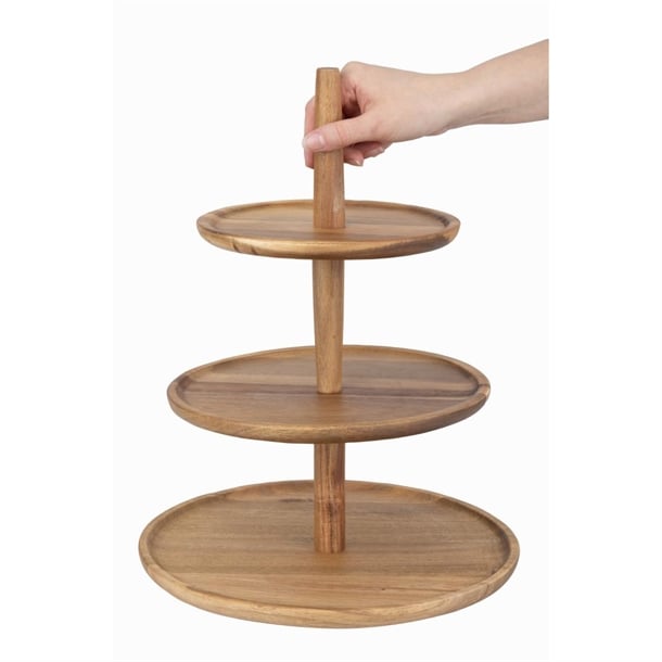 Olympia Acacia 3-Tier Stand 305(Ø) x 395(H)mm fe152