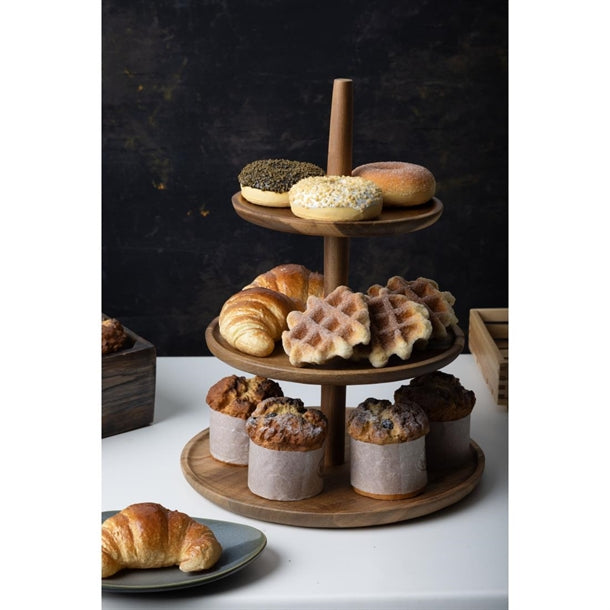 Olympia Acacia 3-Tier Stand 305(Ø) x 395(H)mm fe152
