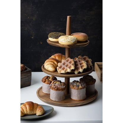 Olympia Acacia 3-Tier Stand 305(Ø) x 395(H)mm fe152