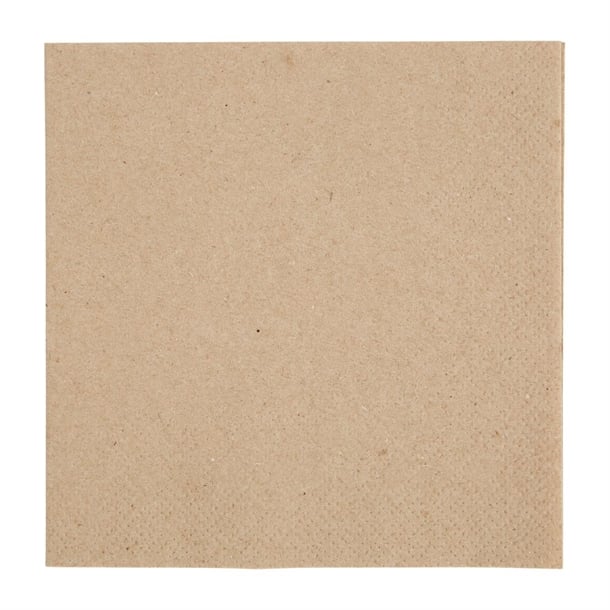 Fiesta Recyclable Recycled Cocktail Napkin Kraft 24x24cm 2ply 1/4 Fold (4000 Pack) fe217