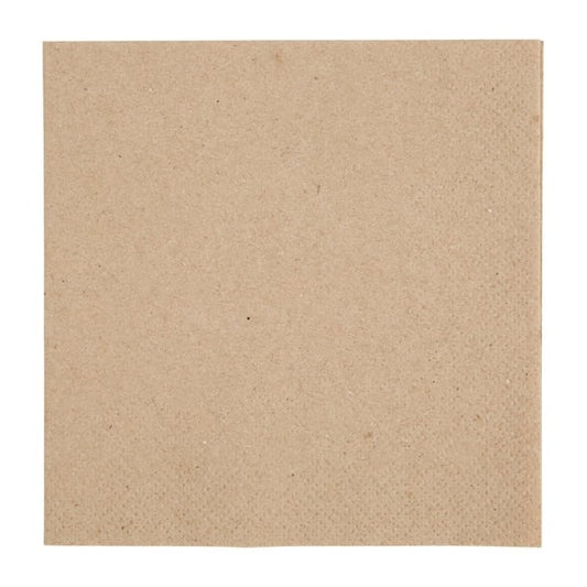 Fiesta Recyclable Recycled Cocktail Napkin Kraft 24x24cm 2ply 1/4 Fold (4000 Pack) fe217