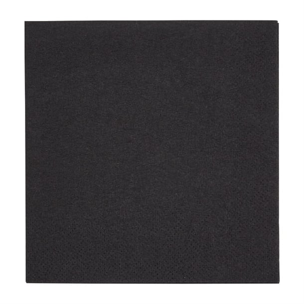 Fiesta Recyclable Cocktail Napkin Black 24x24cm 2ply 1/4 Fold (4000 Pack) fe218