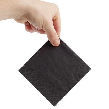 Fiesta Recyclable Cocktail Napkin Black 24x24cm 2ply 1/4 Fold (4000 Pack) fe218