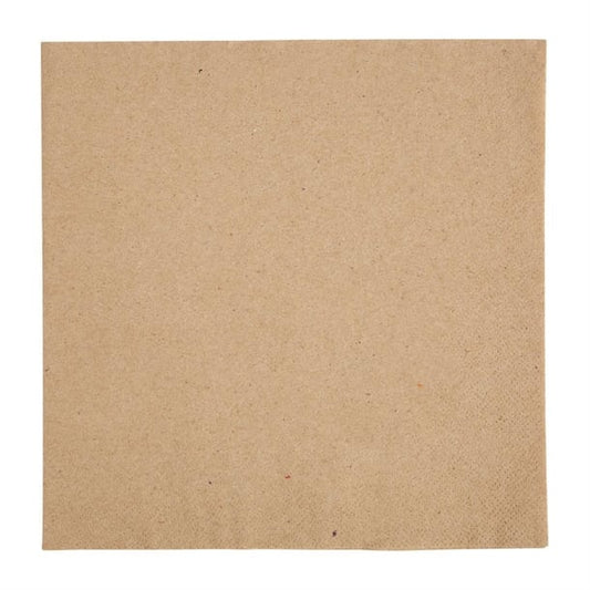 Fiesta Recyclable Recycled Dinner Napkin Kraft 40x40cm 2ply 1/4 Fold (2000 Pack) fe242